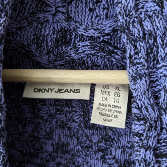 DKNY Purple 3/4 Sleeve Knit Cardigan - Picture 3 of 5